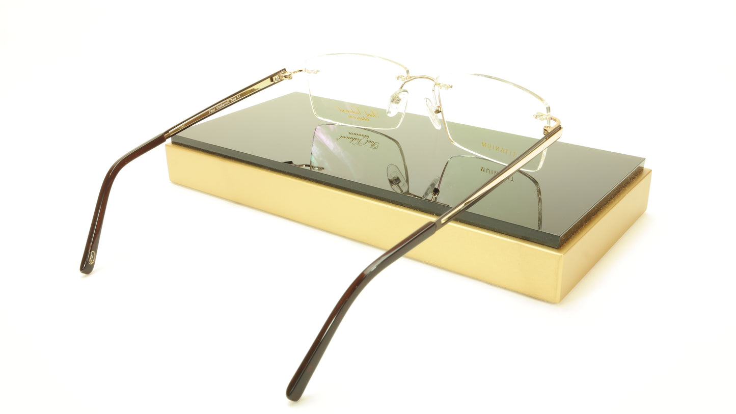 Paul Vosheront VT145 C2 Titanium Gold Brown Eyeglasses Frame Italy - Frame Bay