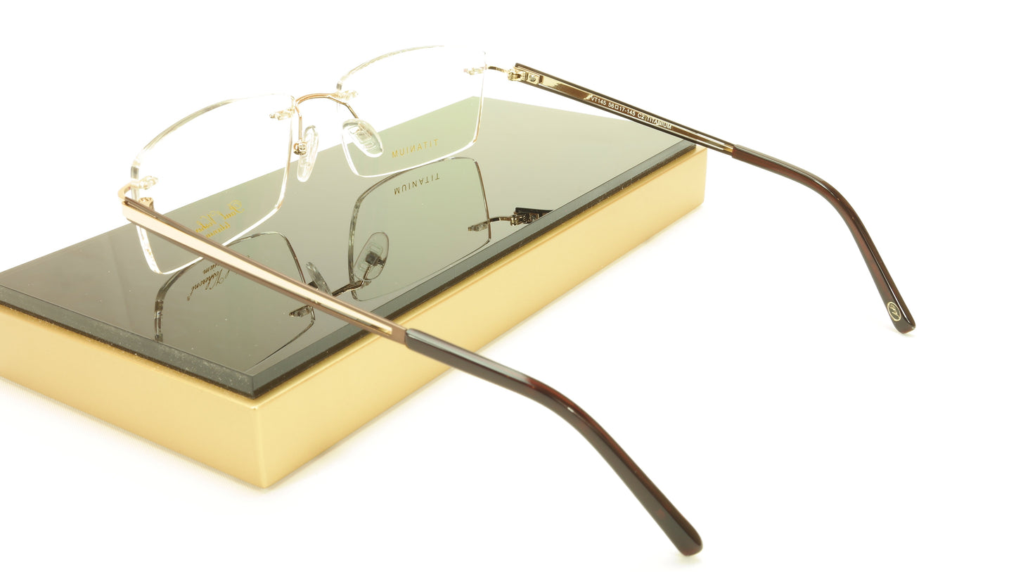 Paul Vosheront VT145 C2 Titanium Gold Brown Eyeglasses Frame Italy - Frame Bay