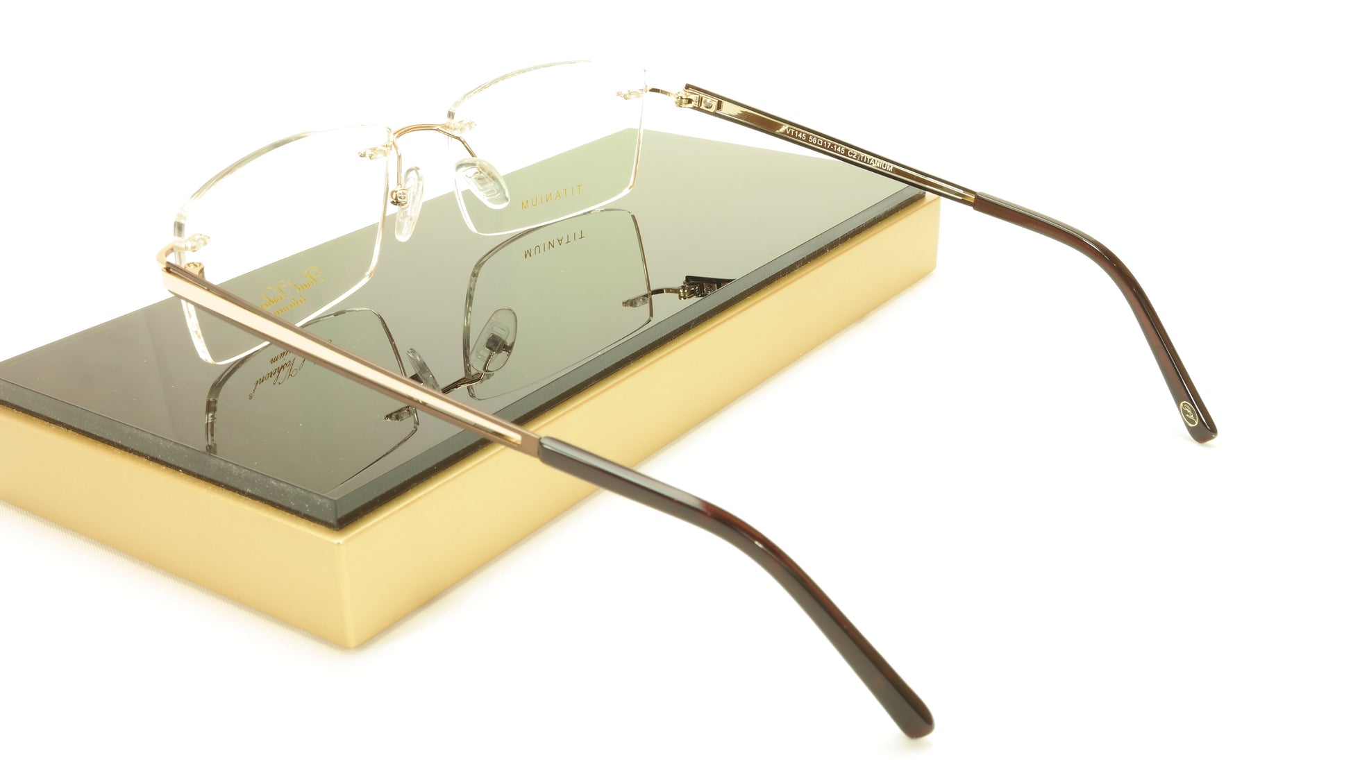 Paul Vosheront VT145 C2 Titanium Gold Brown Eyeglasses Frame Italy - Frame Bay