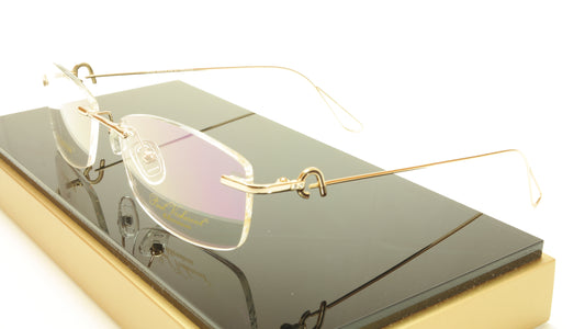 Paul Vosheront VT146 C1 Titanium Gold Rimless Eyeglasses Frame Italy - Frame Bay