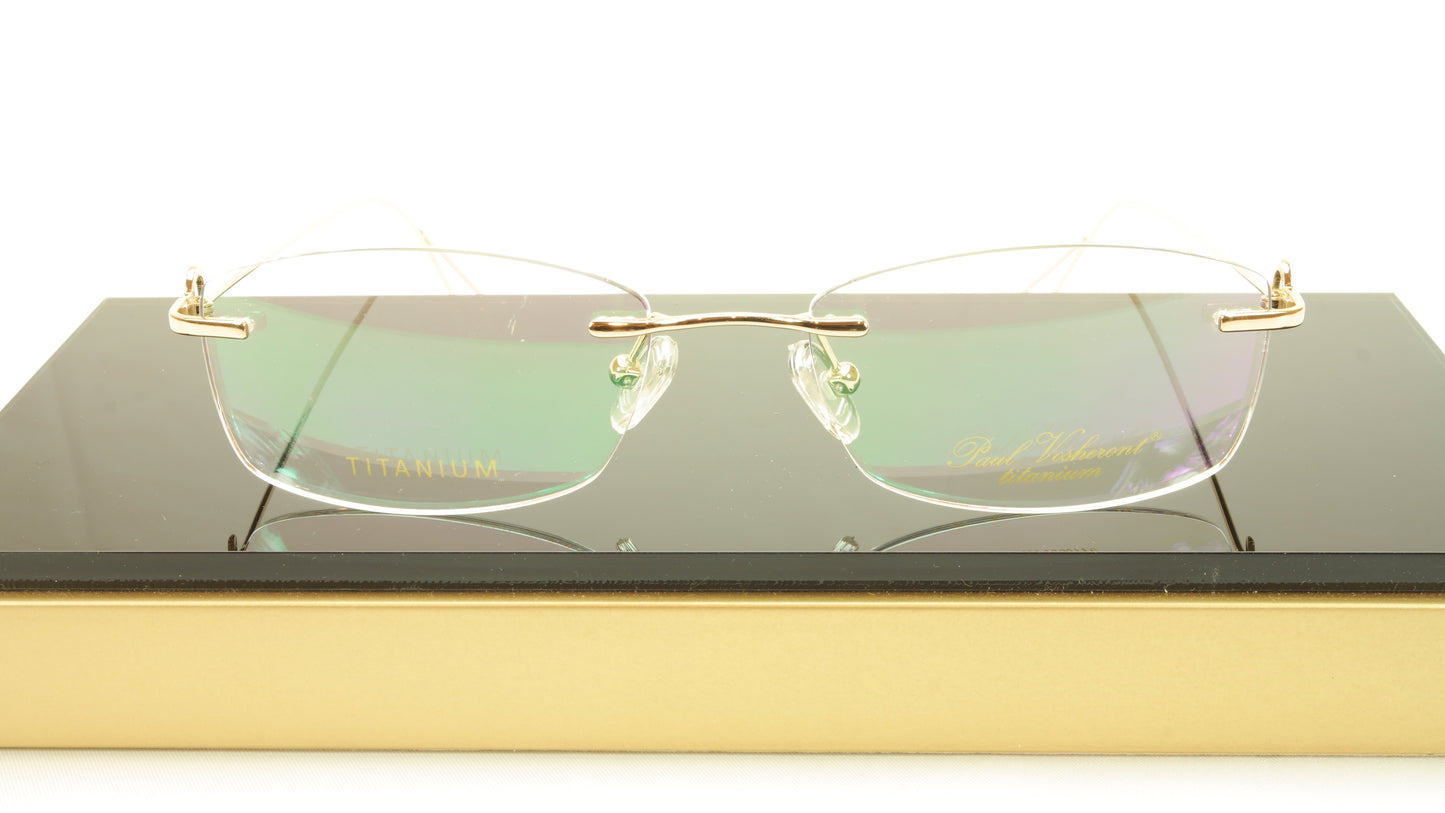 Paul Vosheront VT146 C1 Titanium Gold Rimless Eyeglasses Frame Italy - Frame Bay