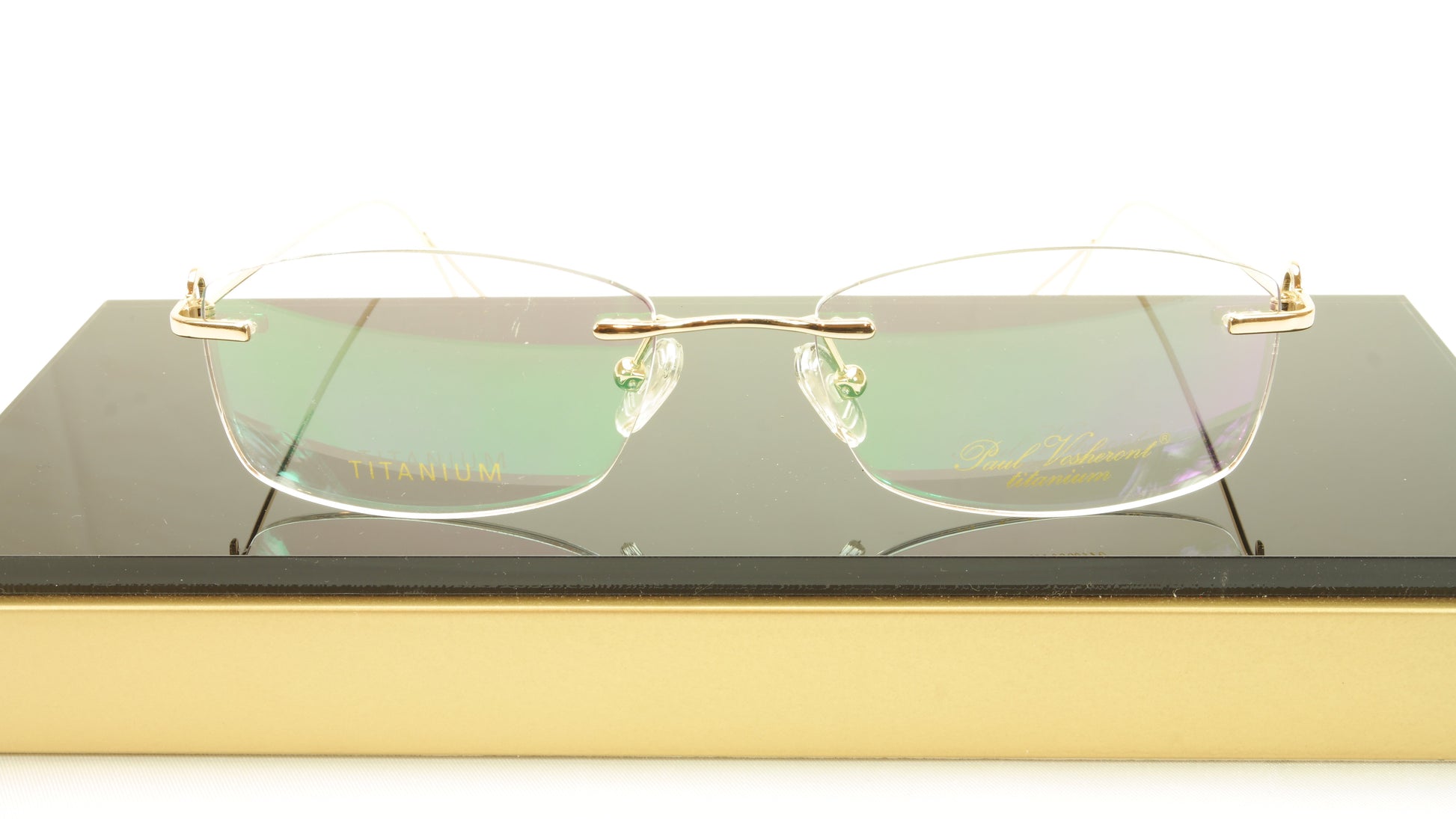 Paul Vosheront VT146 C1 Titanium Gold Rimless Eyeglasses Frame Italy - Frame Bay