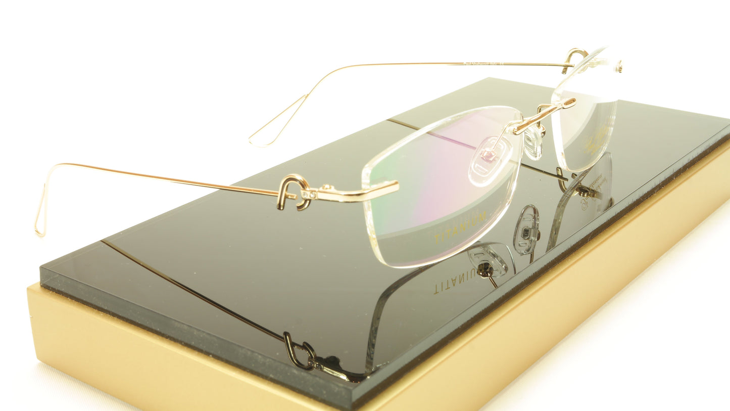 Paul Vosheront VT146 C1 Titanium Gold Rimless Eyeglasses Frame Italy - Frame Bay