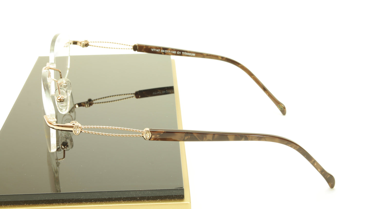 Paul Vosheront VT147 C1 Titanium Gold Rimless Eyeglasses Frame Italy - Frame Bay