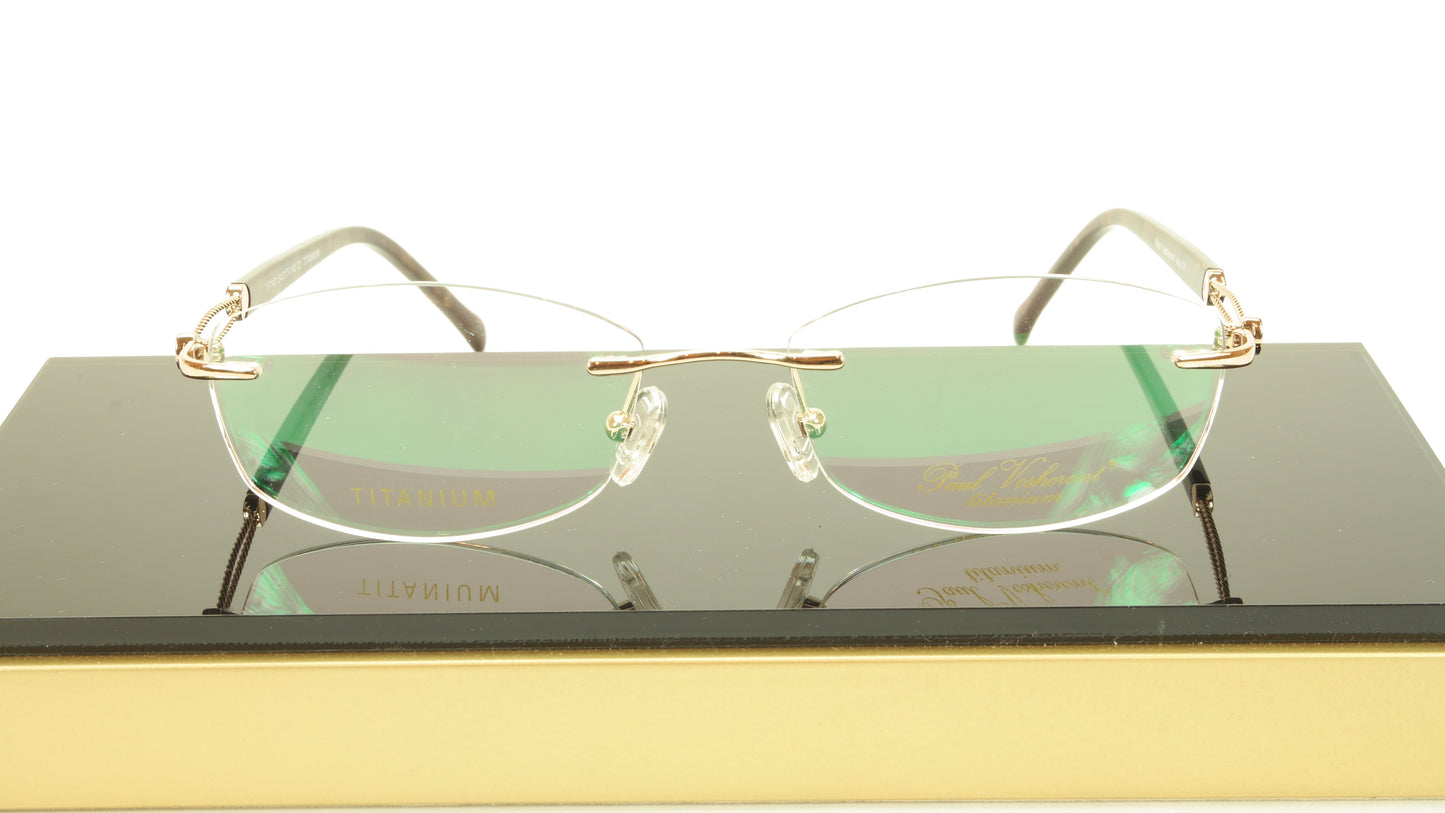 Paul Vosheront VT147 C1 Titanium Gold Rimless Eyeglasses Frame Italy - Frame Bay