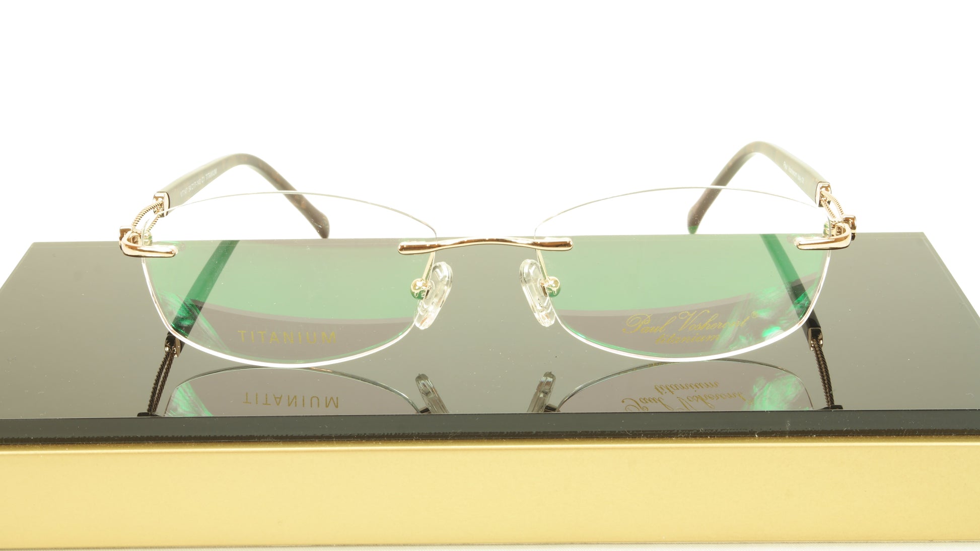Paul Vosheront VT147 C1 Titanium Gold Rimless Eyeglasses Frame Italy - Frame Bay