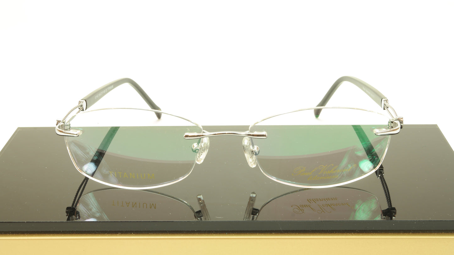 Paul Vosheront VT147 C2 Titanium Silver Rimless Eyeglasses Frame Italy - Frame Bay
