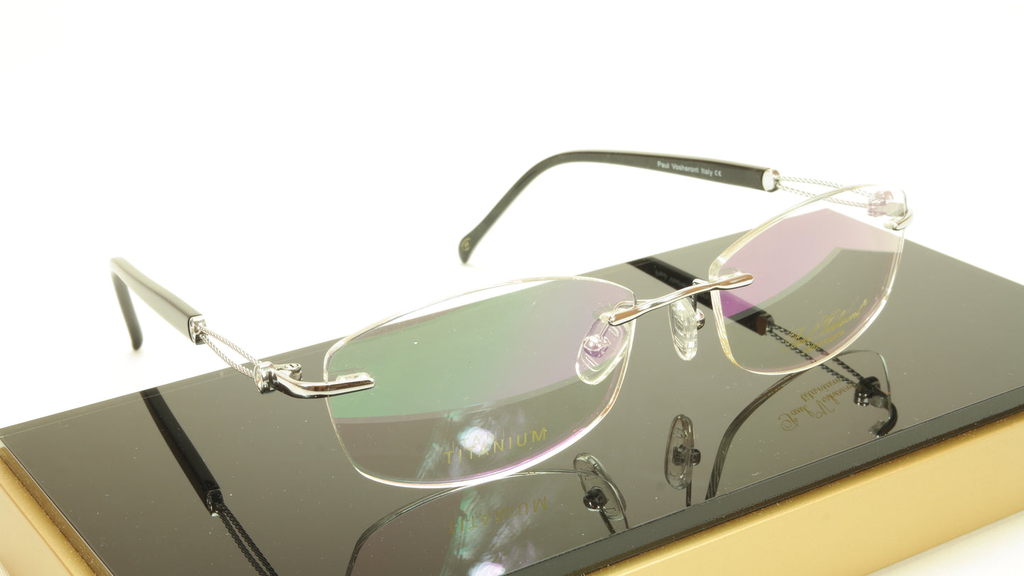 Paul Vosheront VT147 C2 Titanium Silver Rimless Eyeglasses Frame Italy - Frame Bay
