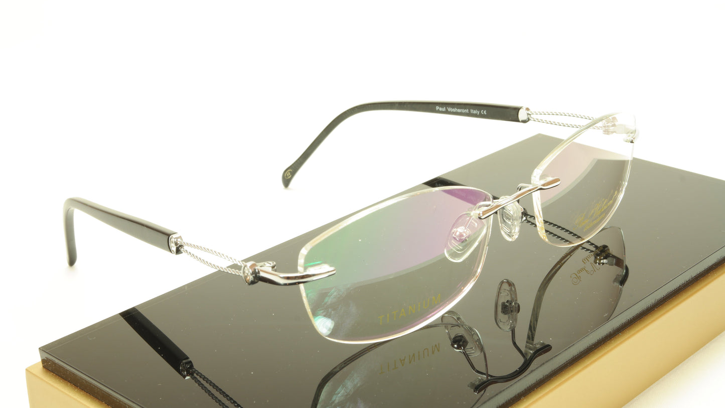 Paul Vosheront VT147 C2 Titanium Silver Rimless Eyeglasses Frame Italy - Frame Bay