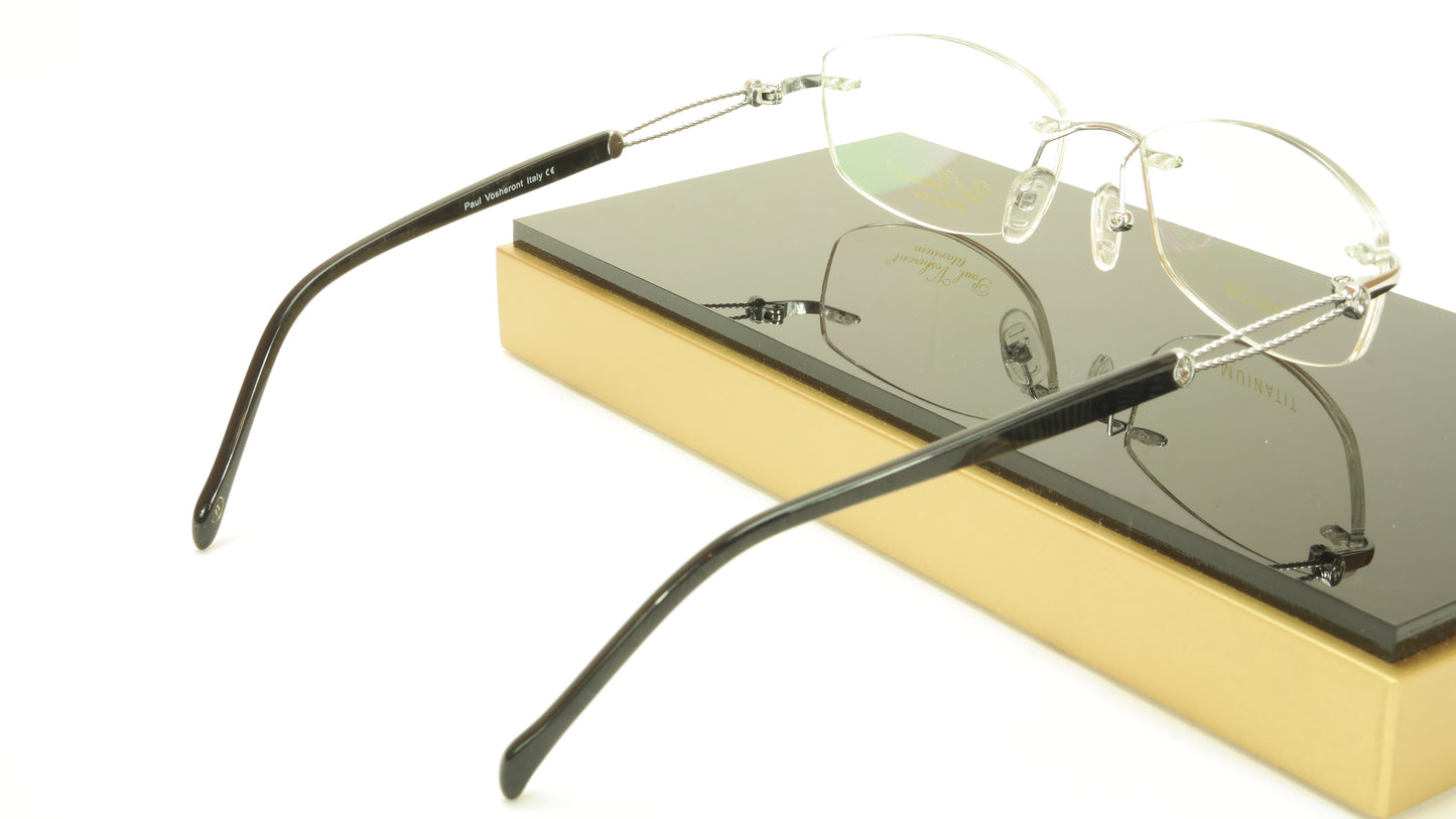 Paul Vosheront VT147 C2 Titanium Silver Rimless Eyeglasses Frame Italy - Frame Bay