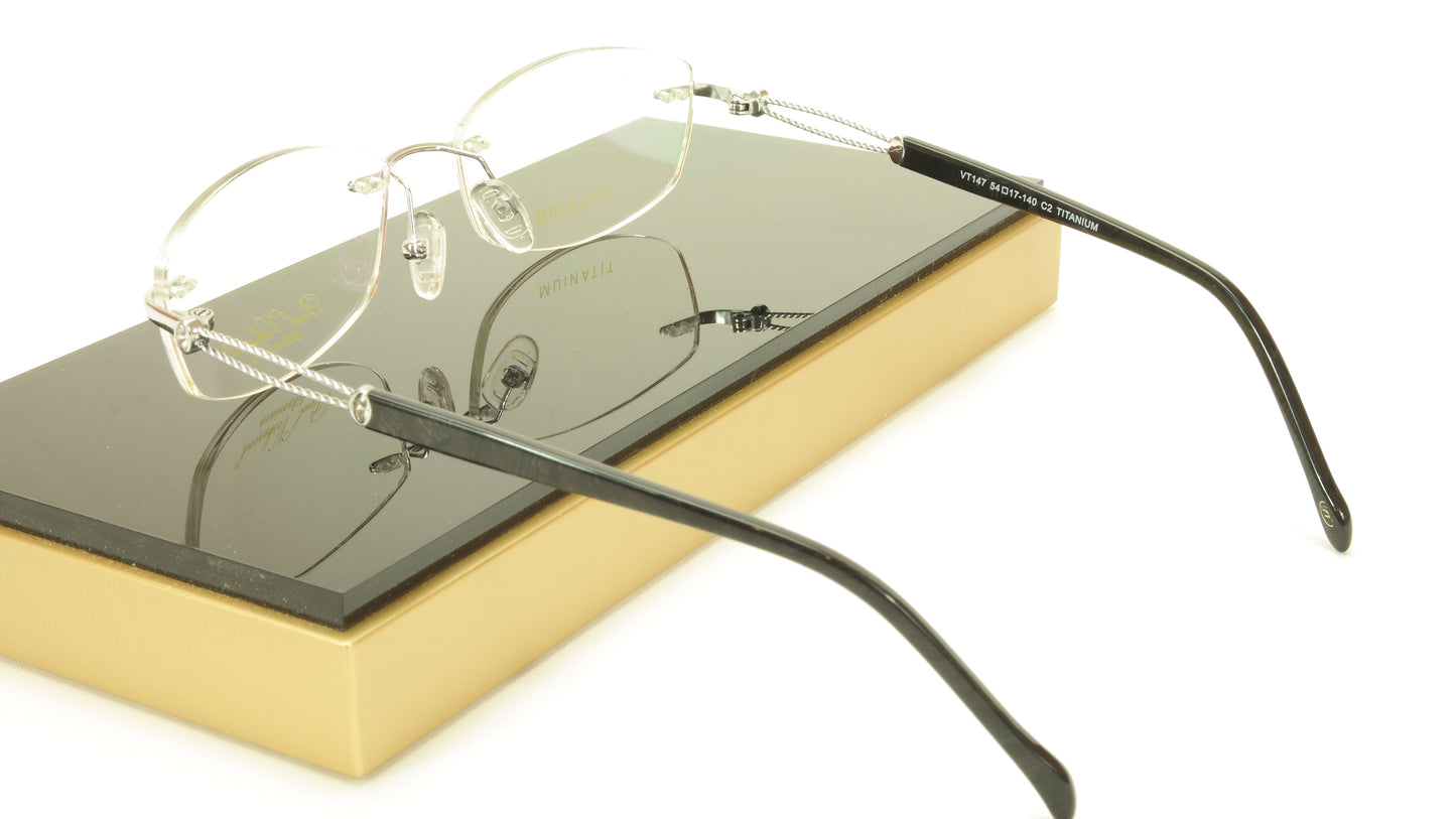 Paul Vosheront VT147 C2 Titanium Silver Rimless Eyeglasses Frame Italy - Frame Bay