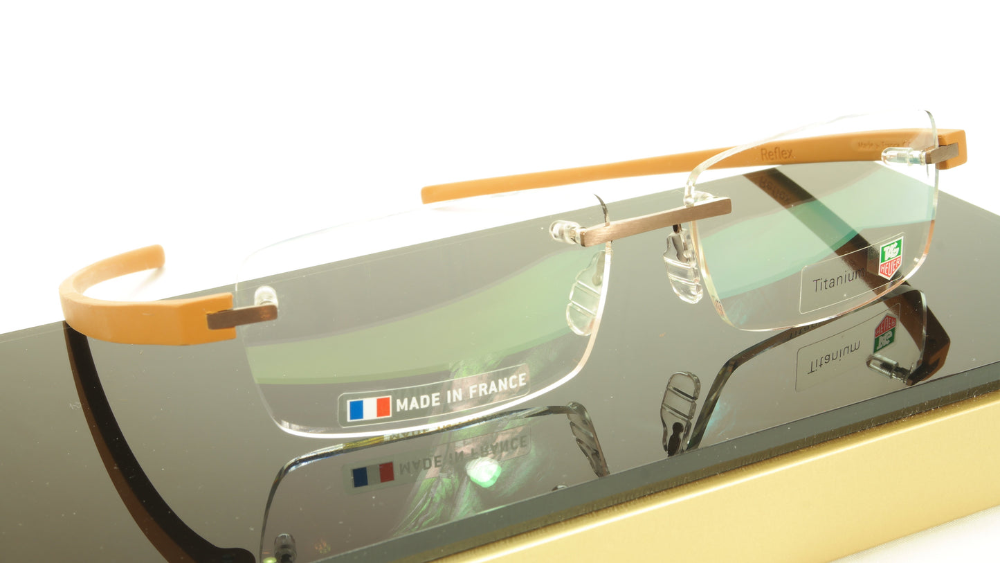 Tag Heuer Eyeglasses Frame Reflex 3943 007 Titanium Bronze Caramel 56-15-140, 31 - Frame Bay