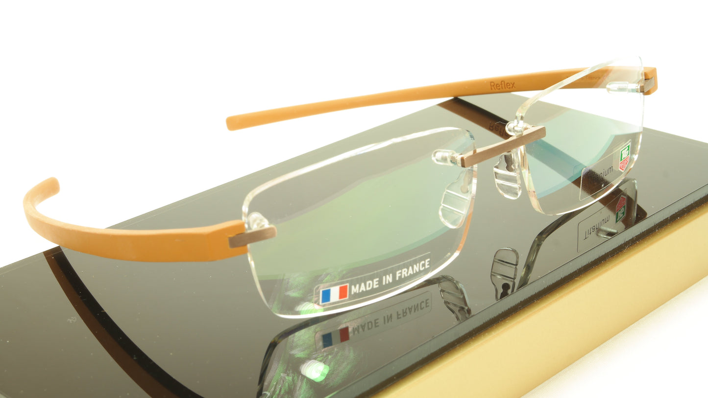 Tag Heuer Eyeglasses Frame Reflex 3943 007 Titanium Bronze Caramel 56-15-140, 31 - Frame Bay