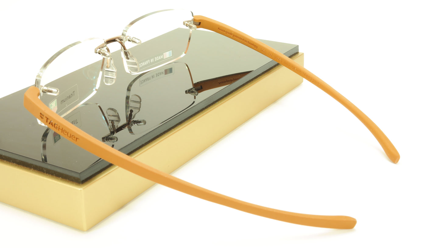 Tag Heuer Eyeglasses Frame Reflex 3943 007 Titanium Bronze Caramel 56-15-140, 31 - Frame Bay