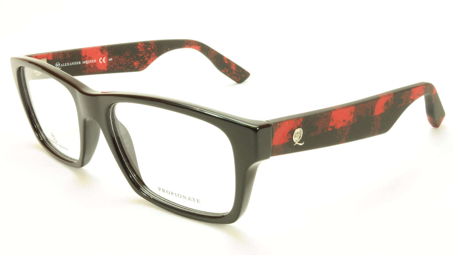 Alexander McQueen Eyeglasses Frame MCQ 0011 RJZ Black Red Acetate Italy 53-18-140 - Frame Bay