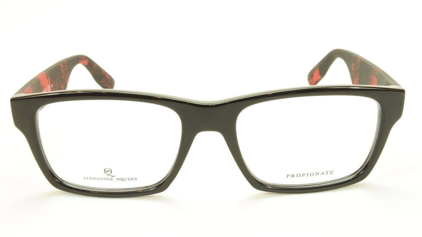 Alexander McQueen Eyeglasses Frame MCQ 0011 RJZ Black Red Acetate Italy 53-18-140 - Frame Bay