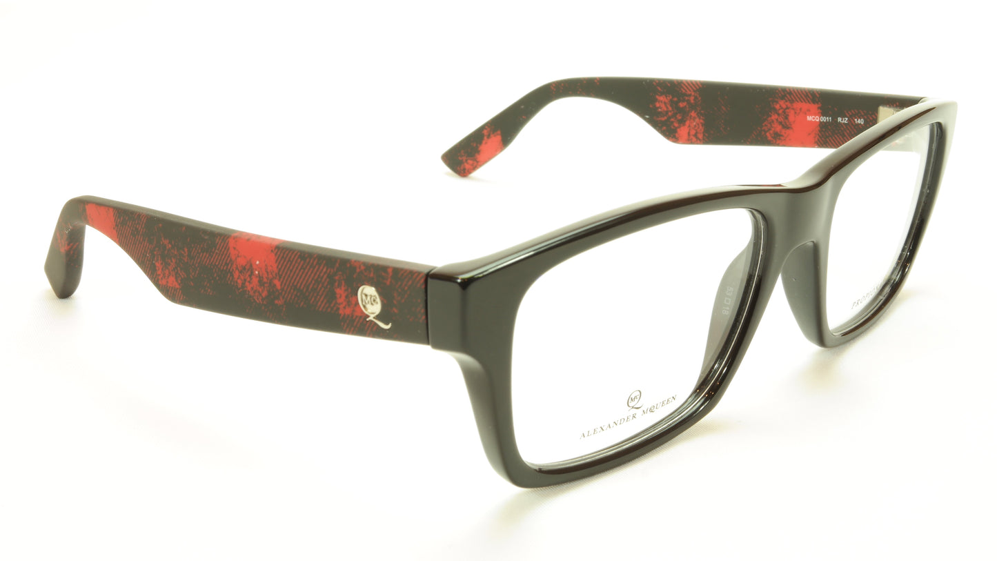 Alexander McQueen Eyeglasses Frame MCQ 0011 RJZ Black Red Acetate Italy 53-18-140 - Frame Bay