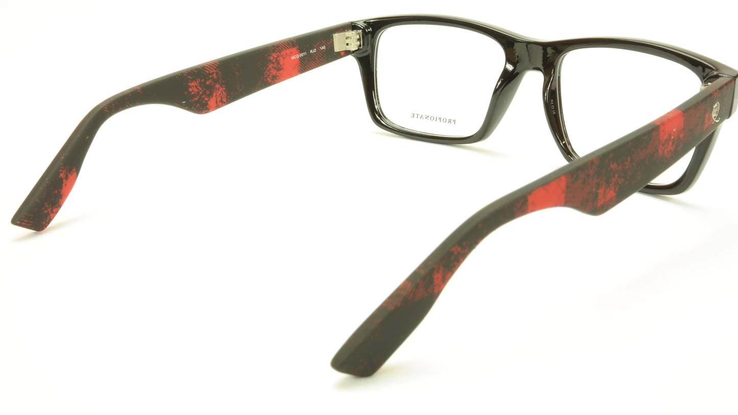 Alexander McQueen Eyeglasses Frame MCQ 0011 RJZ Black Red Acetate Italy 53-18-140 - Frame Bay