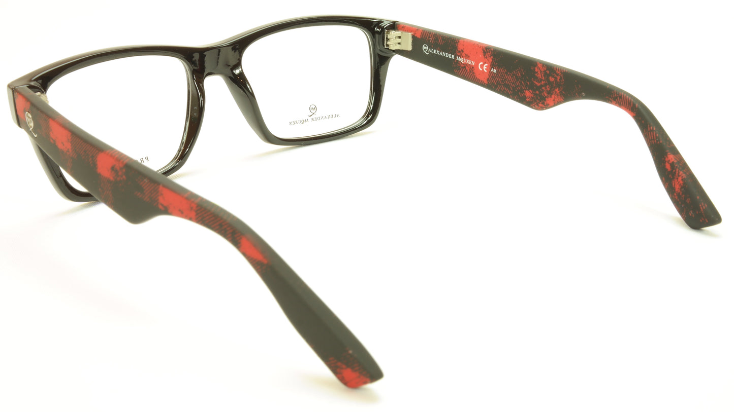 Alexander McQueen Eyeglasses Frame MCQ 0011 RJZ Black Red Acetate Italy 53-18-140 - Frame Bay