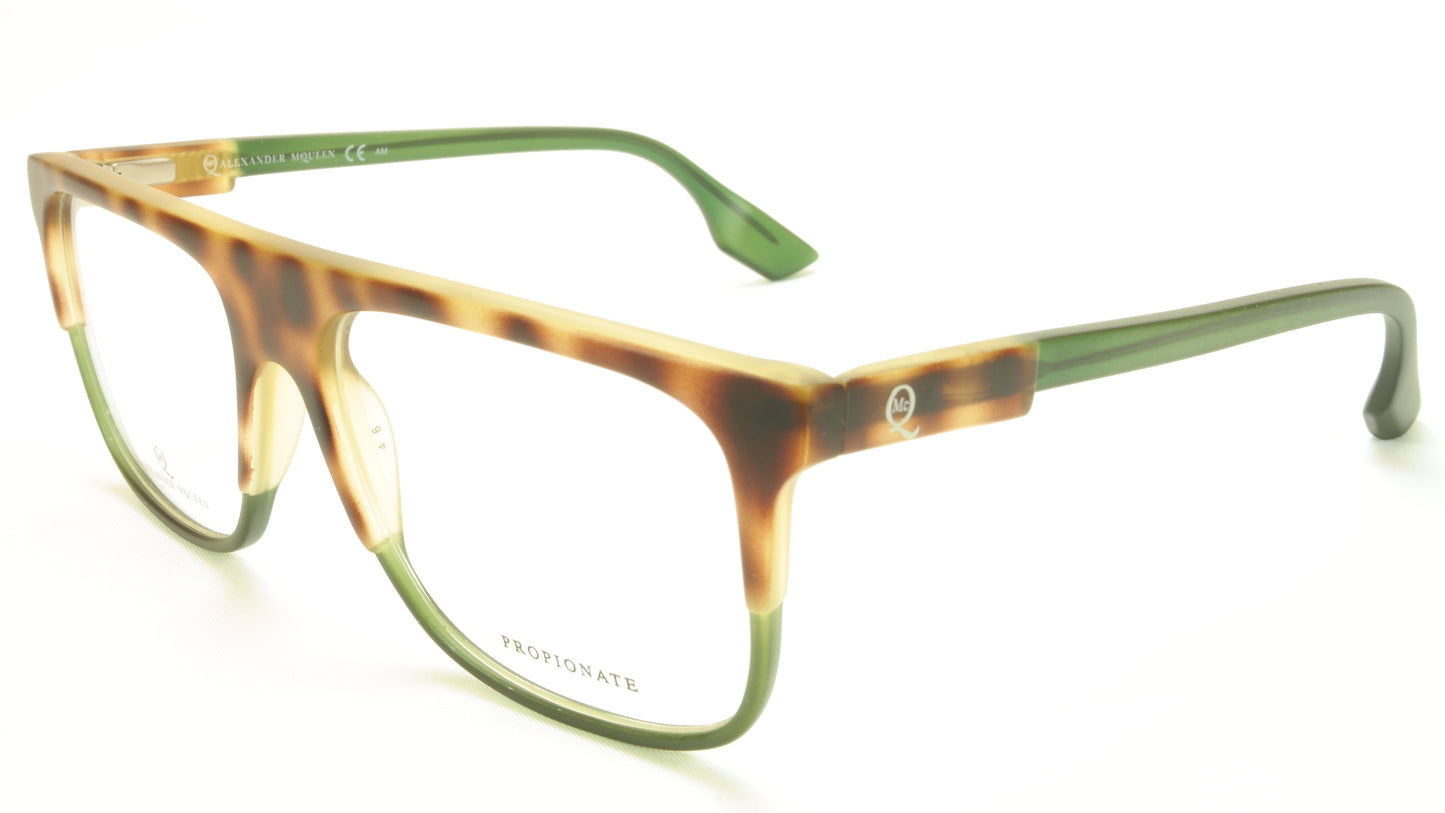 Alexander McQueen Eyeglasses Frame MCQ 0051 G1Q Havana Green Acetate Italy 55-16-145 - Frame Bay