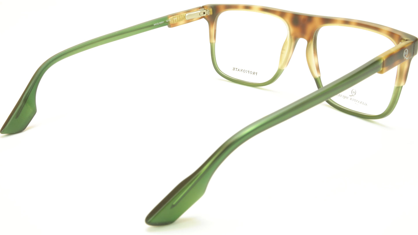 Alexander McQueen Eyeglasses Frame MCQ 0051 G1Q Havana Green Acetate Italy 55-16-145 - Frame Bay