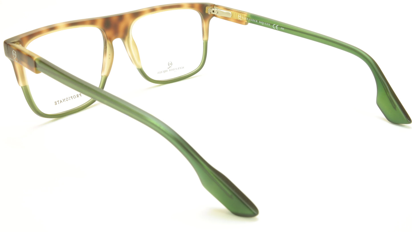 Alexander McQueen Eyeglasses Frame MCQ 0051 G1Q Havana Green Acetate Italy 55-16-145 - Frame Bay