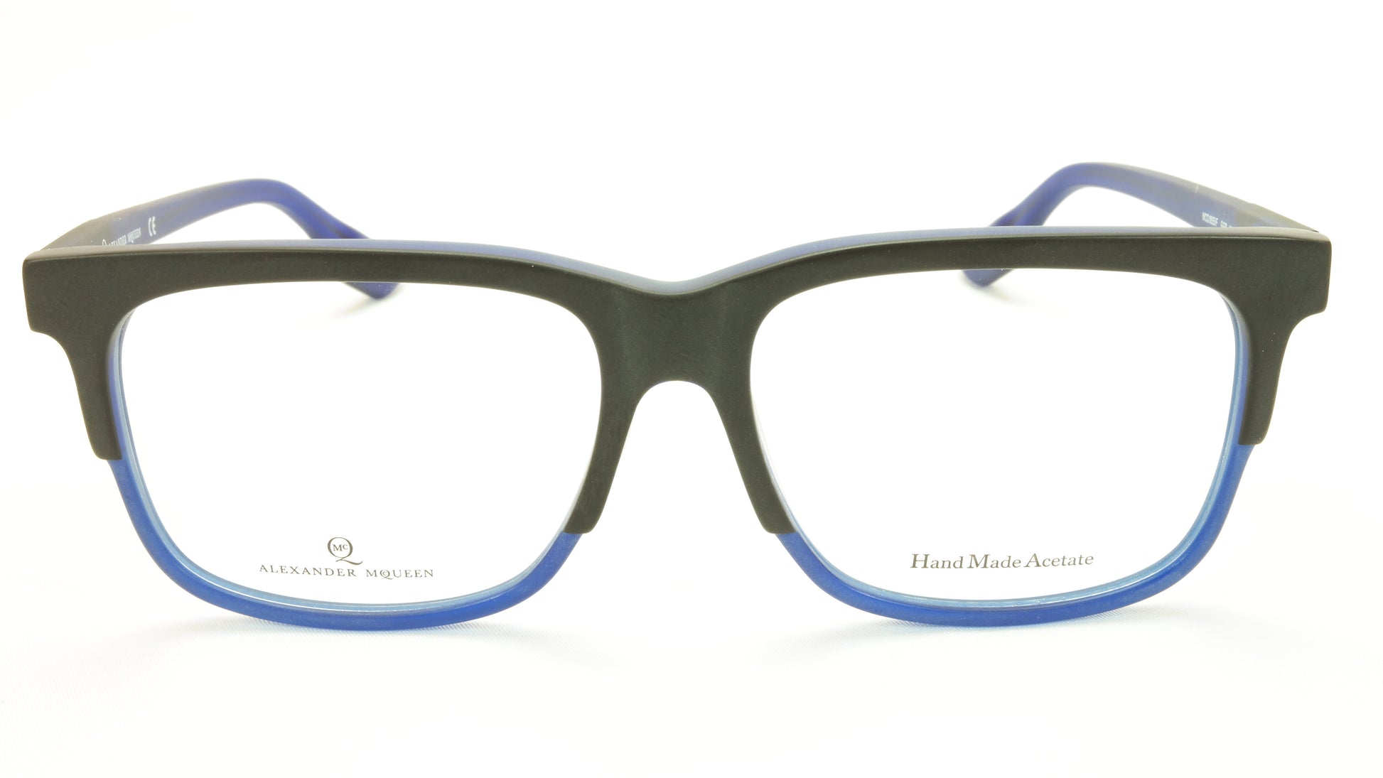 Alexander McQueen Eyeglasses Frame MCQ0055/F Black Blue Acetate Italy 55-15-145 - Frame Bay