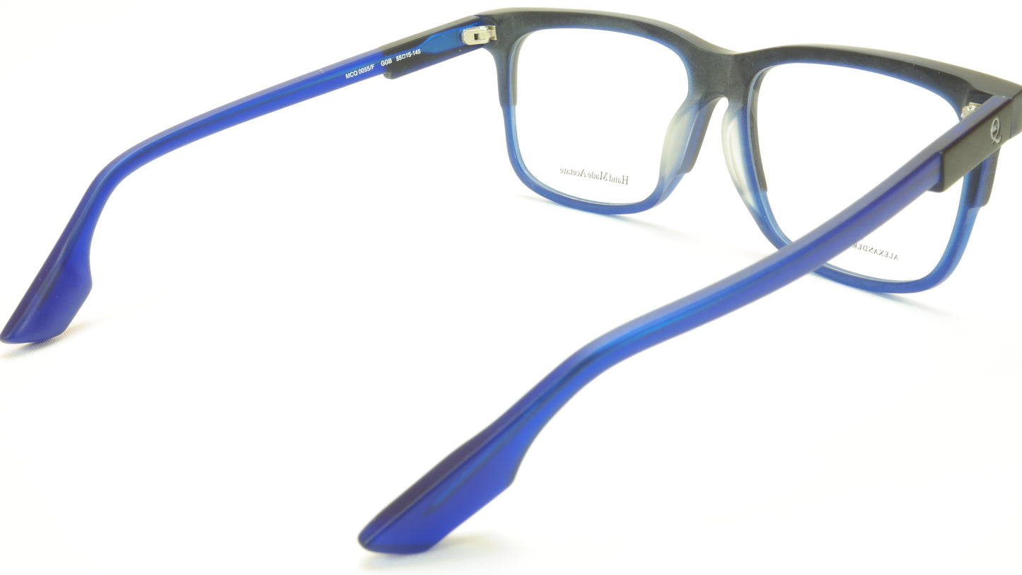 Alexander McQueen Eyeglasses Frame MCQ0055/F Black Blue Acetate Italy 55-15-145 - Frame Bay