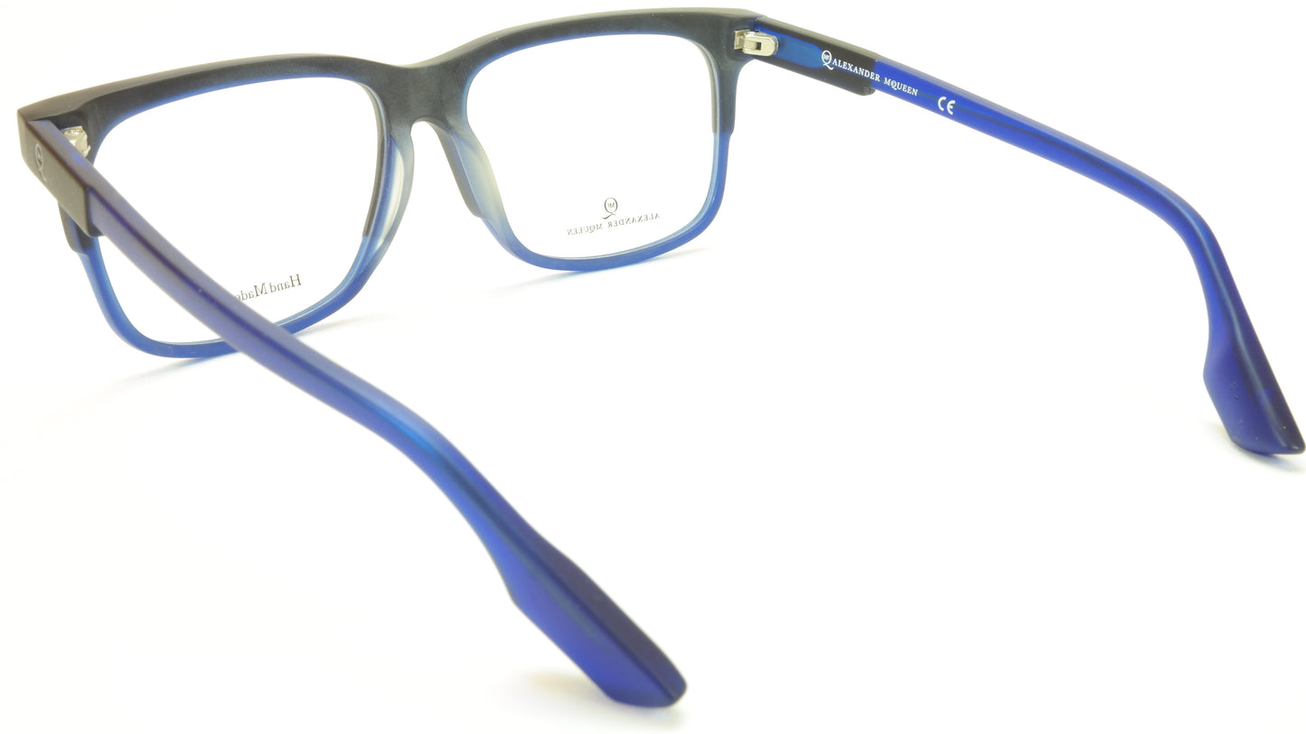 Alexander McQueen Eyeglasses Frame MCQ0055/F Black Blue Acetate Italy 55-15-145 - Frame Bay