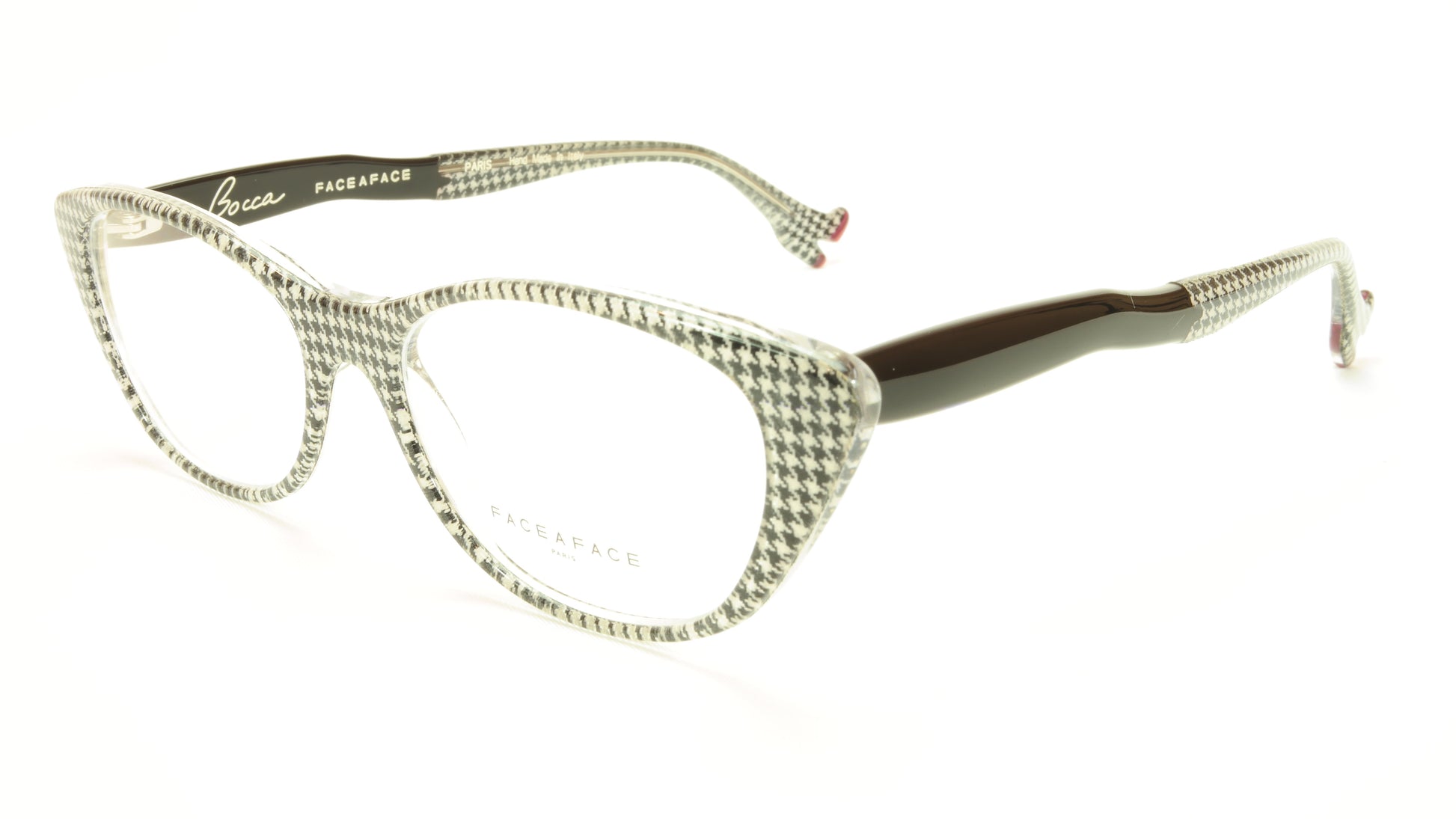 Face A Face Bocca Sexy 1 Col AT17 Houndstooth Black Red Eyeglasses - Frame Bay