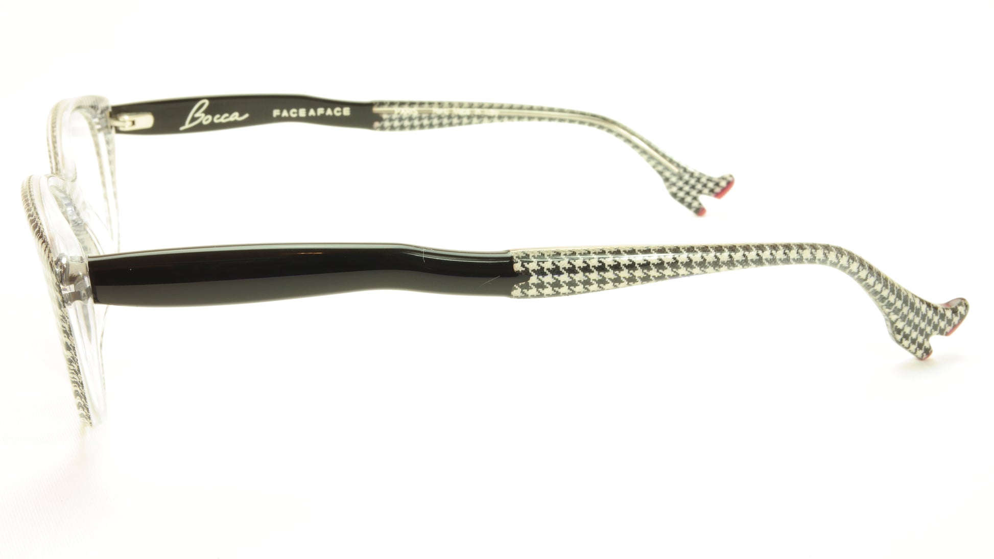 Face A Face Bocca Sexy 1 Col AT17 Houndstooth Black Red Eyeglasses - Frame Bay
