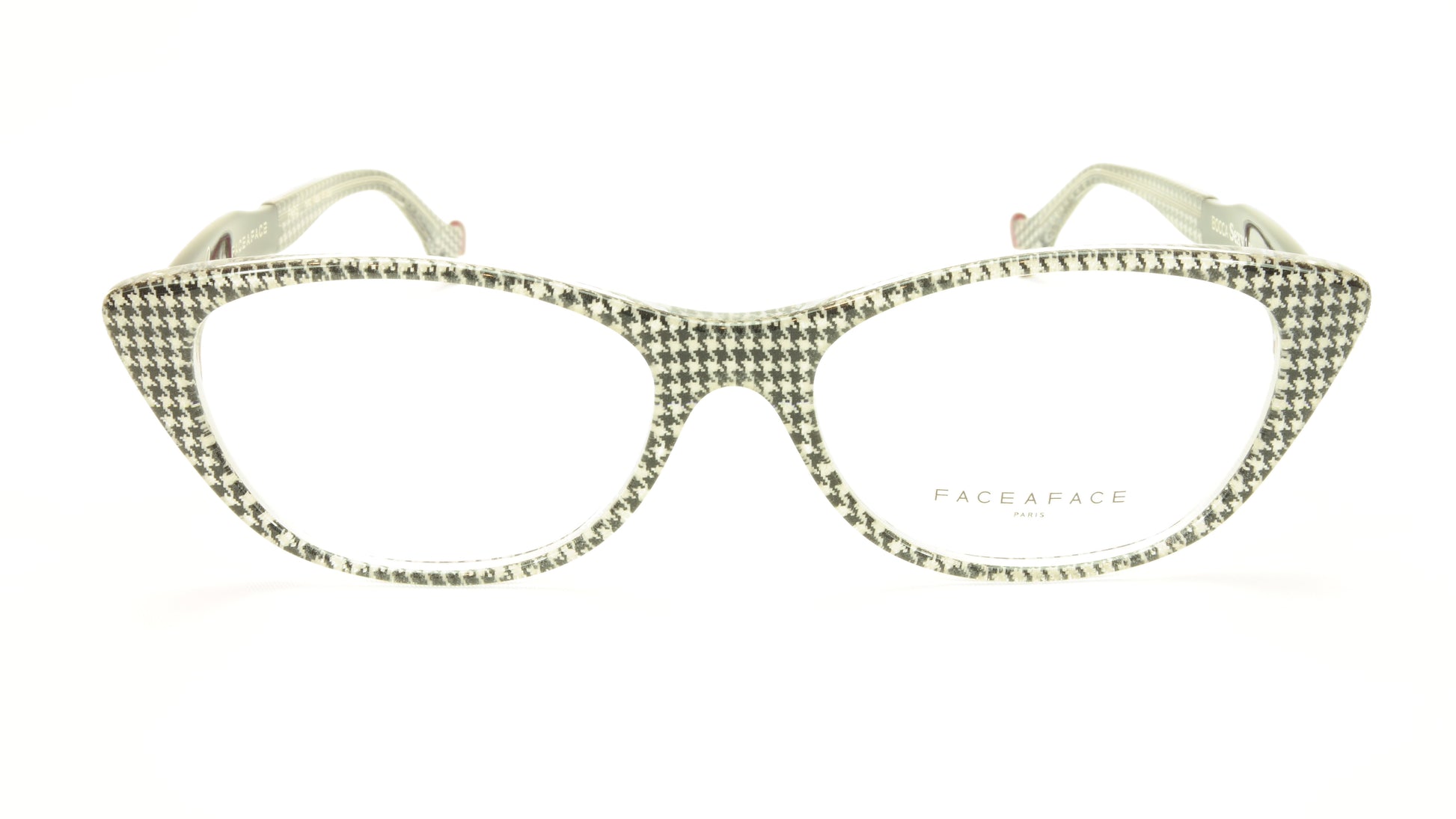 Face A Face Bocca Sexy 1 Col AT17 Houndstooth Black Red Eyeglasses - Frame Bay