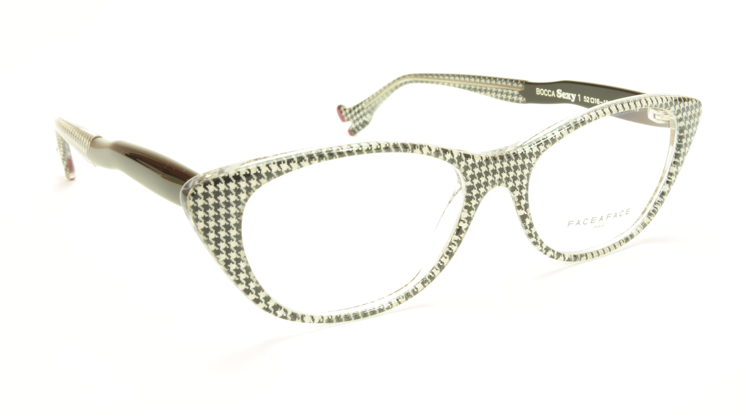 Face A Face Bocca Sexy 1 Col AT17 Houndstooth Black Red Eyeglasses - Frame Bay
