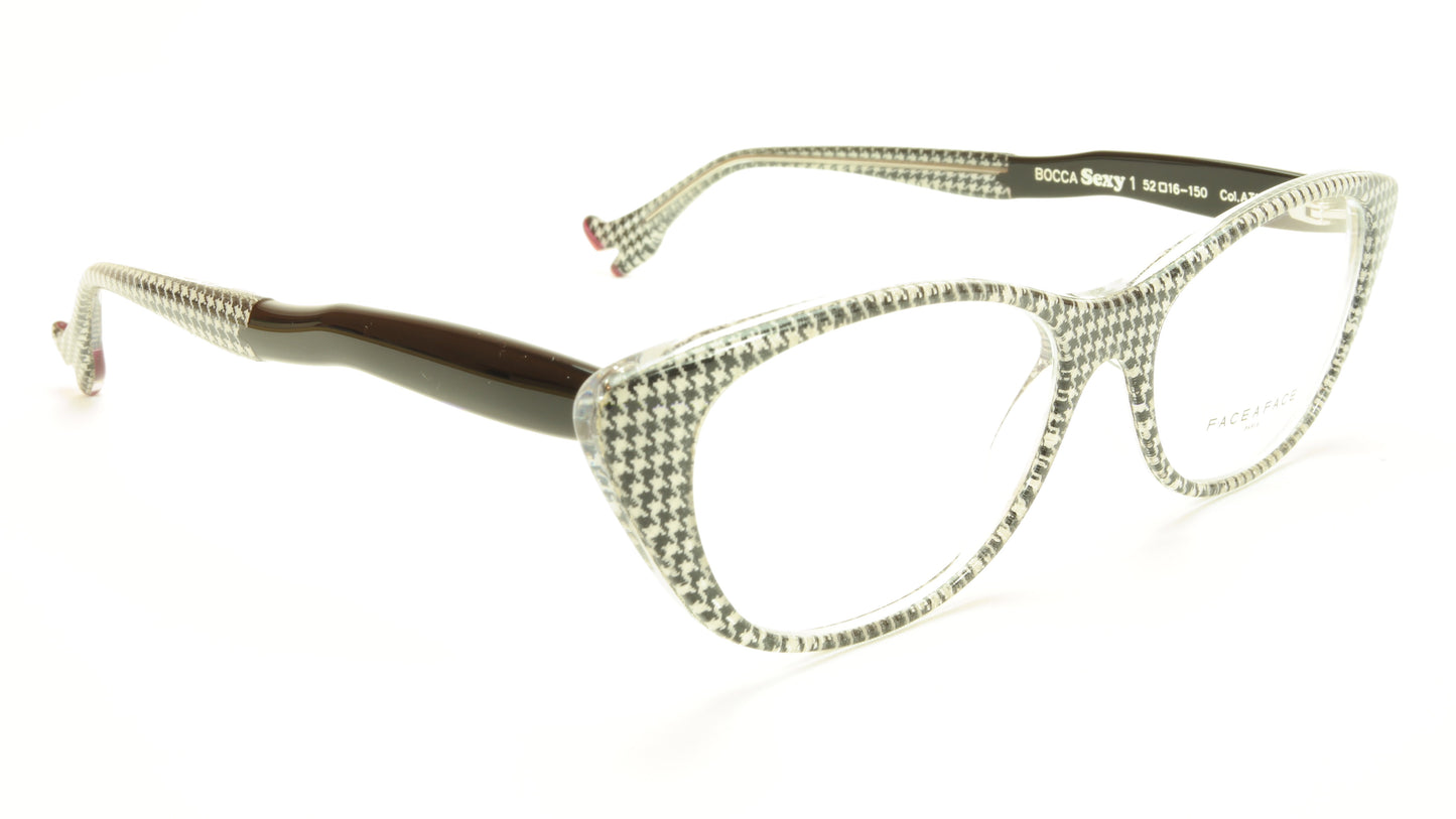 Face A Face Bocca Sexy 1 Col AT17 Houndstooth Black Red Eyeglasses - Frame Bay