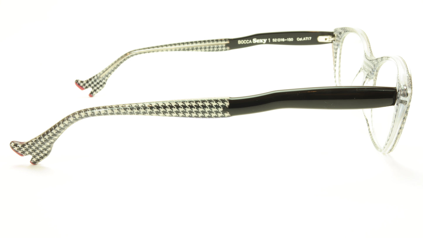 Face A Face Bocca Sexy 1 Col AT17 Houndstooth Black Red Eyeglasses - Frame Bay