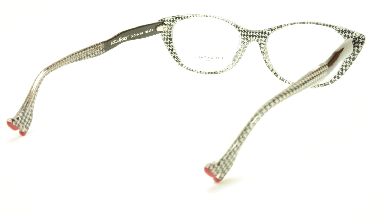 Face A Face Bocca Sexy 1 Col AT17 Houndstooth Black Red Eyeglasses - Frame Bay
