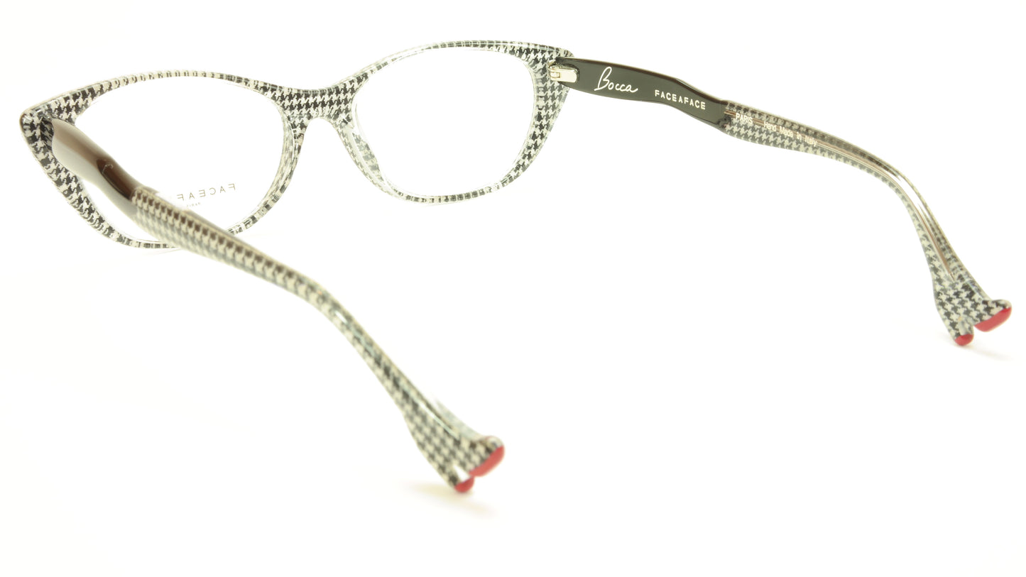 Face A Face Bocca Sexy 1 Col AT17 Houndstooth Black Red Eyeglasses - Frame Bay
