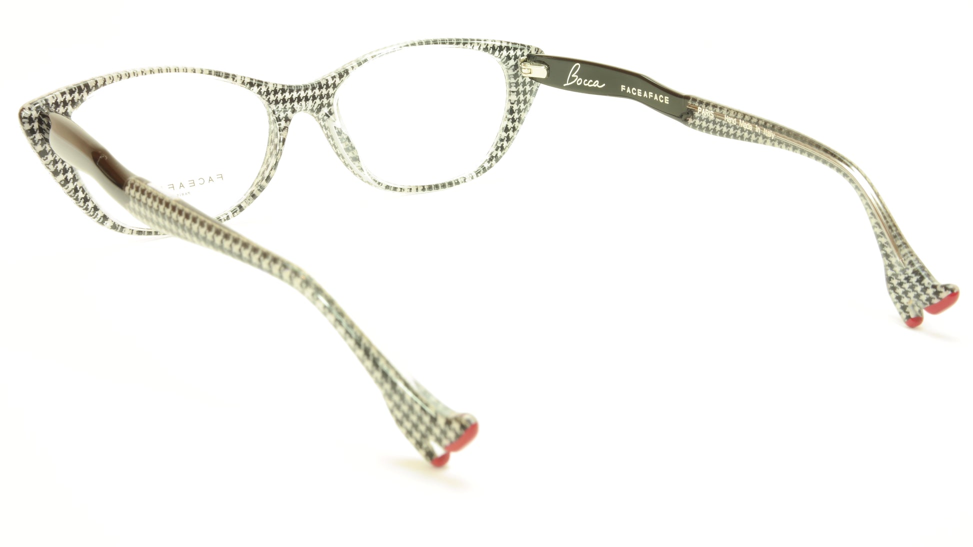 Face A Face Bocca Sexy 1 Col AT17 Houndstooth Black Red Eyeglasses - Frame Bay