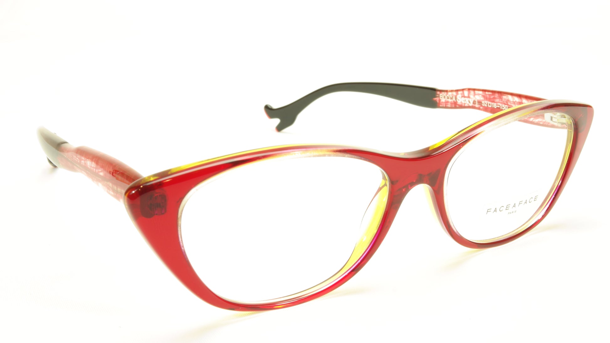 Face A Face Bocca Sexy 1 Col 401 Grenadine Red Crystal Black Eyeglasses - Frame Bay