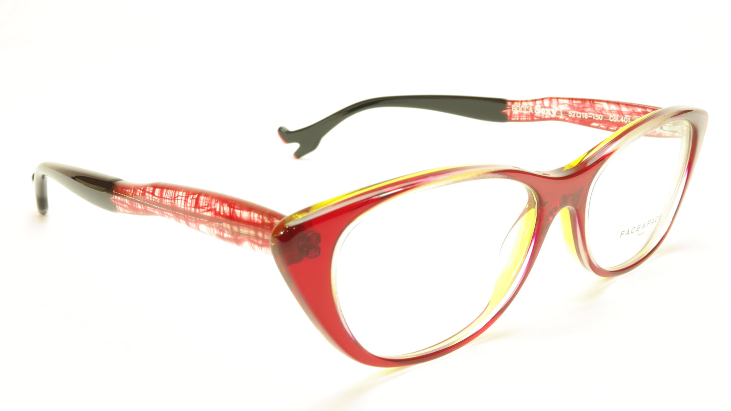 Face A Face Bocca Sexy 1 Col 401 Grenadine Red Crystal Black Eyeglasses - Frame Bay