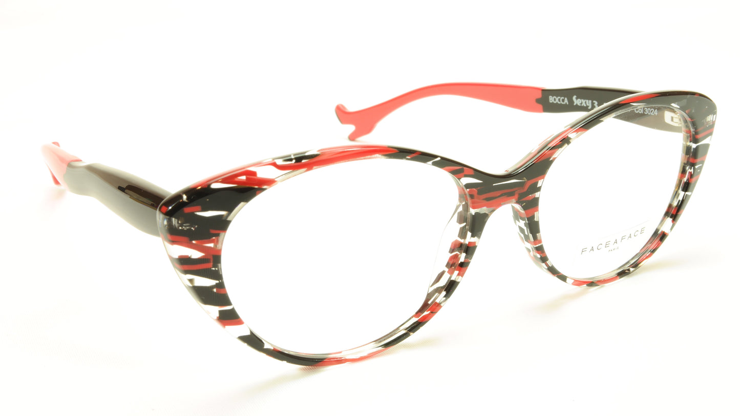 Face A Face Bocca Sexy 3 Col 3024 Transparent / Red / Black Eyeglasses - Frame Bay