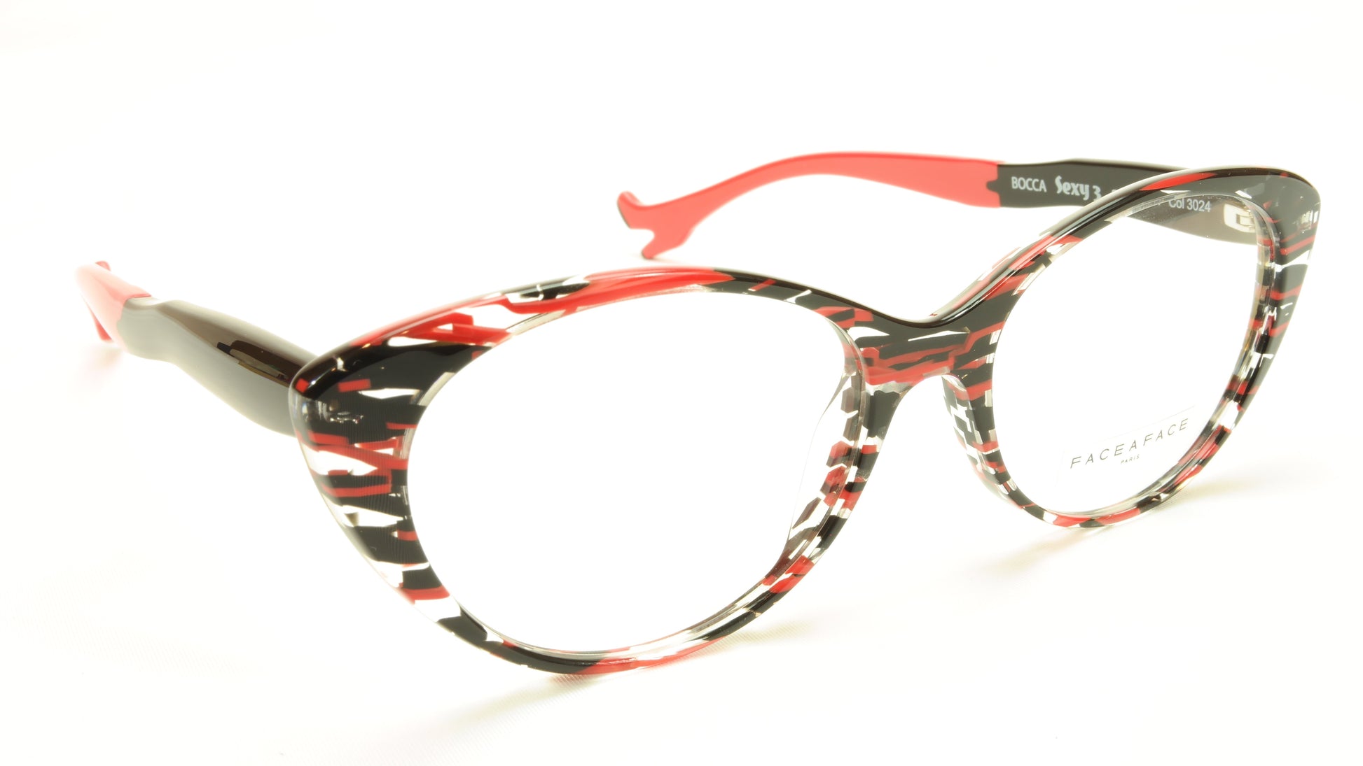 Face A Face Bocca Sexy 3 Col 3024 Transparent / Red / Black Eyeglasses - Frame Bay