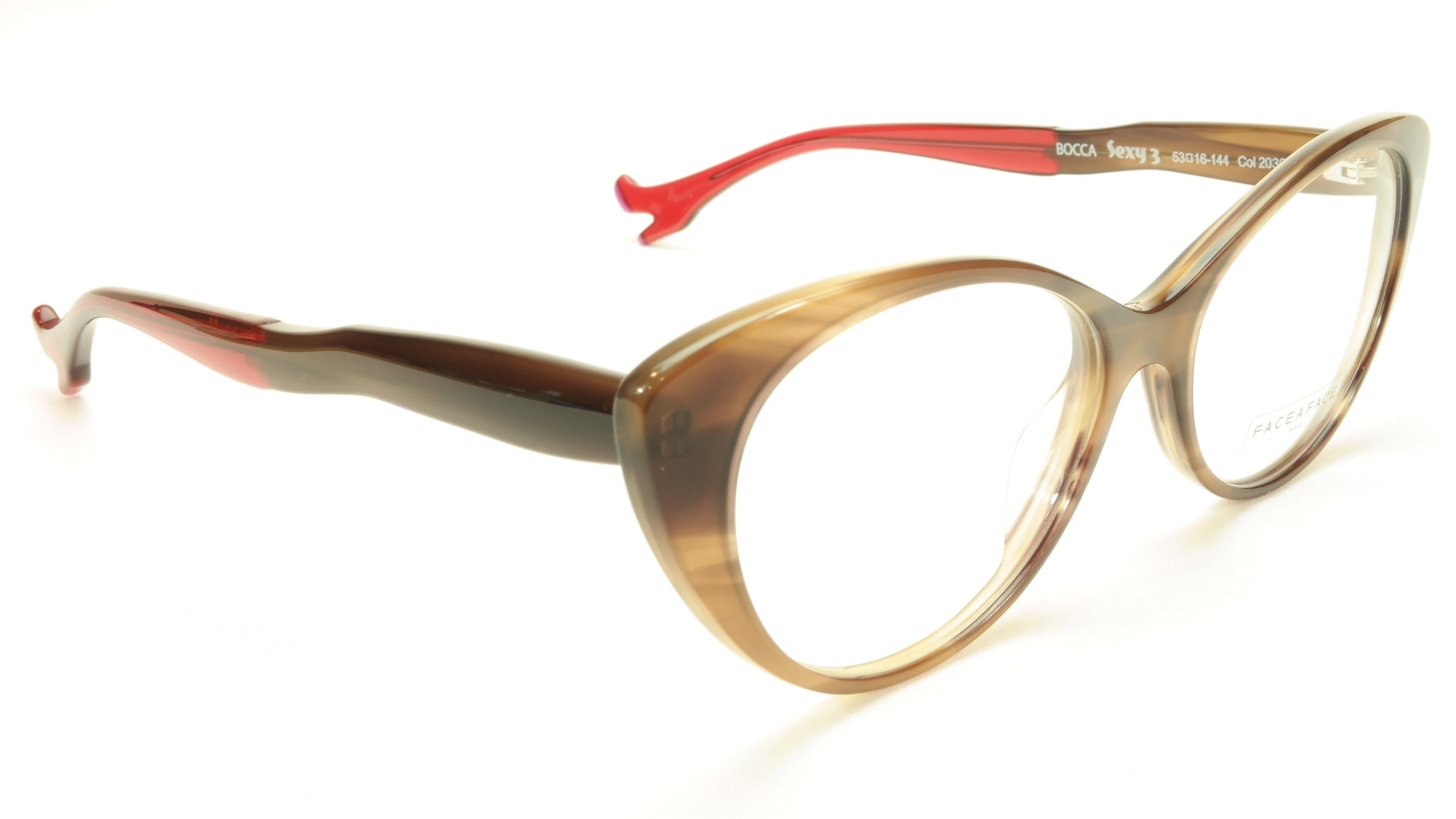Face A Face Bocca Sexy 3 Col 2036 Smoked Tortoise Raspberry Eyeglasses - Frame Bay