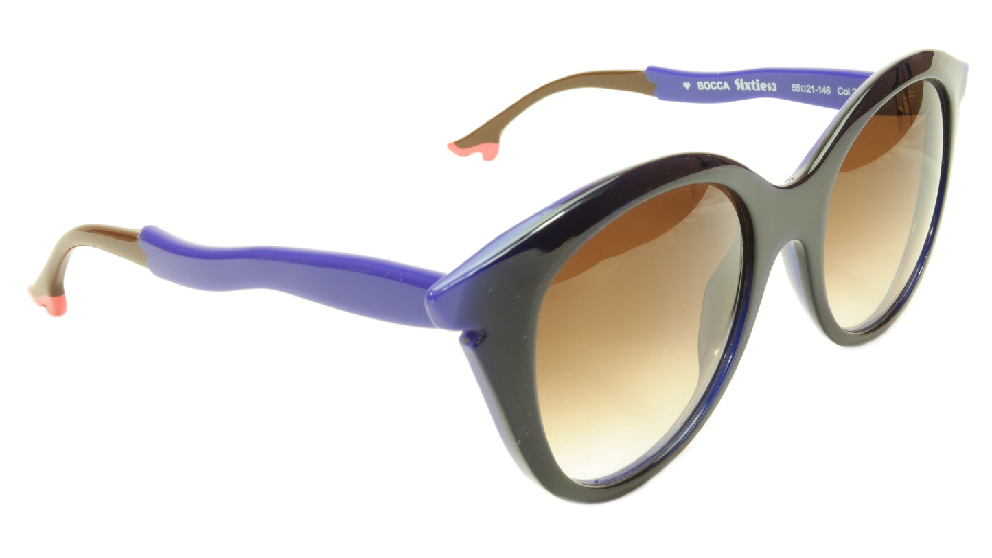Face A Face Bocca Sixties 3 2146 Sunglasses Ink Majorelle Blue Italy Hand Made - Frame Bay