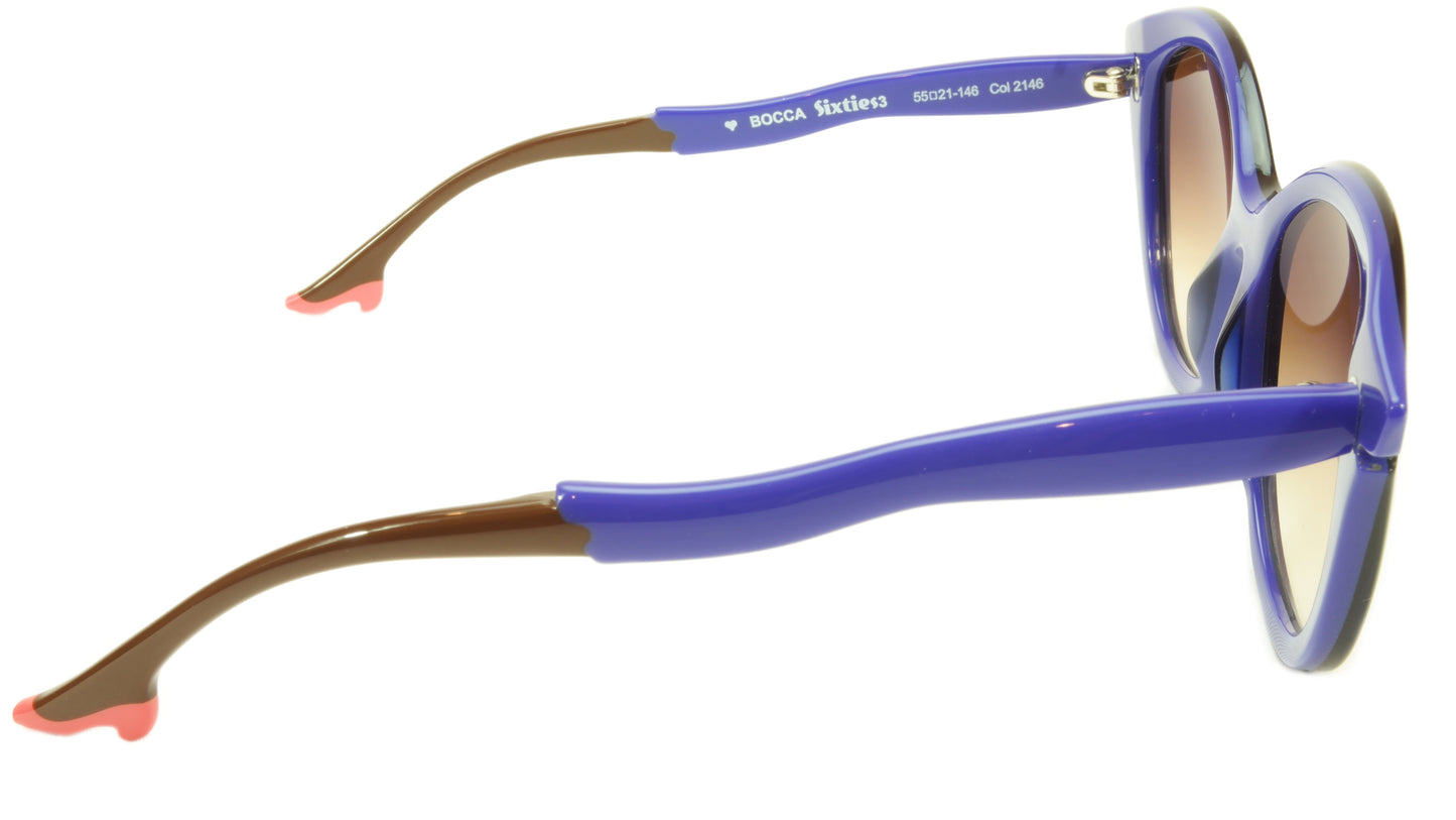 Face A Face Bocca Sixties 3 2146 Sunglasses Ink Majorelle Blue Italy Hand Made - Frame Bay