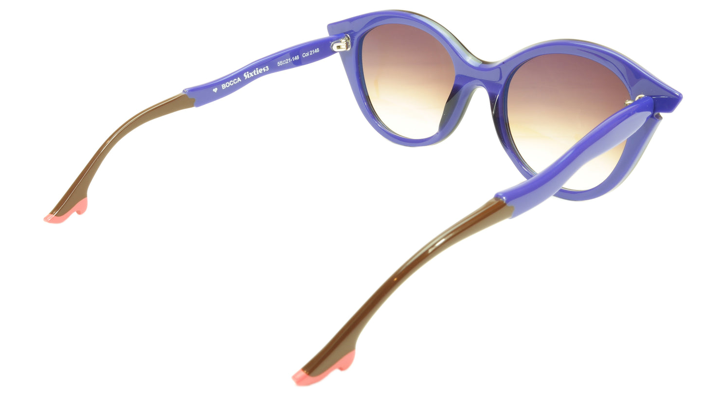 Face A Face Bocca Sixties 3 2146 Sunglasses Ink Majorelle Blue Italy Hand Made - Frame Bay