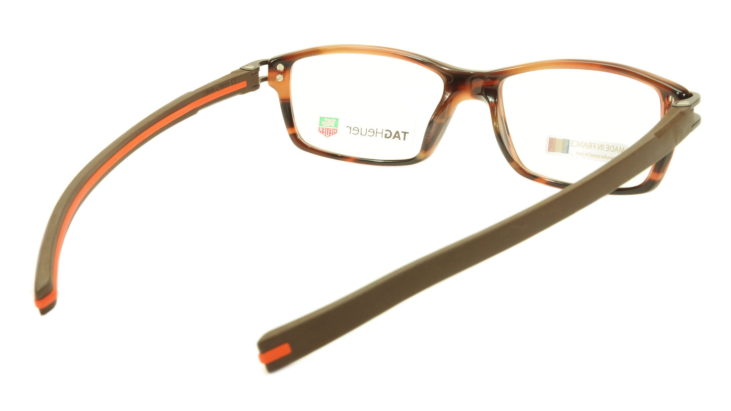 Tag Heuer Eyeglasses TH 7601 002 Brown Havana Orange Chocolate 55-17-145, 34 - Frame Bay