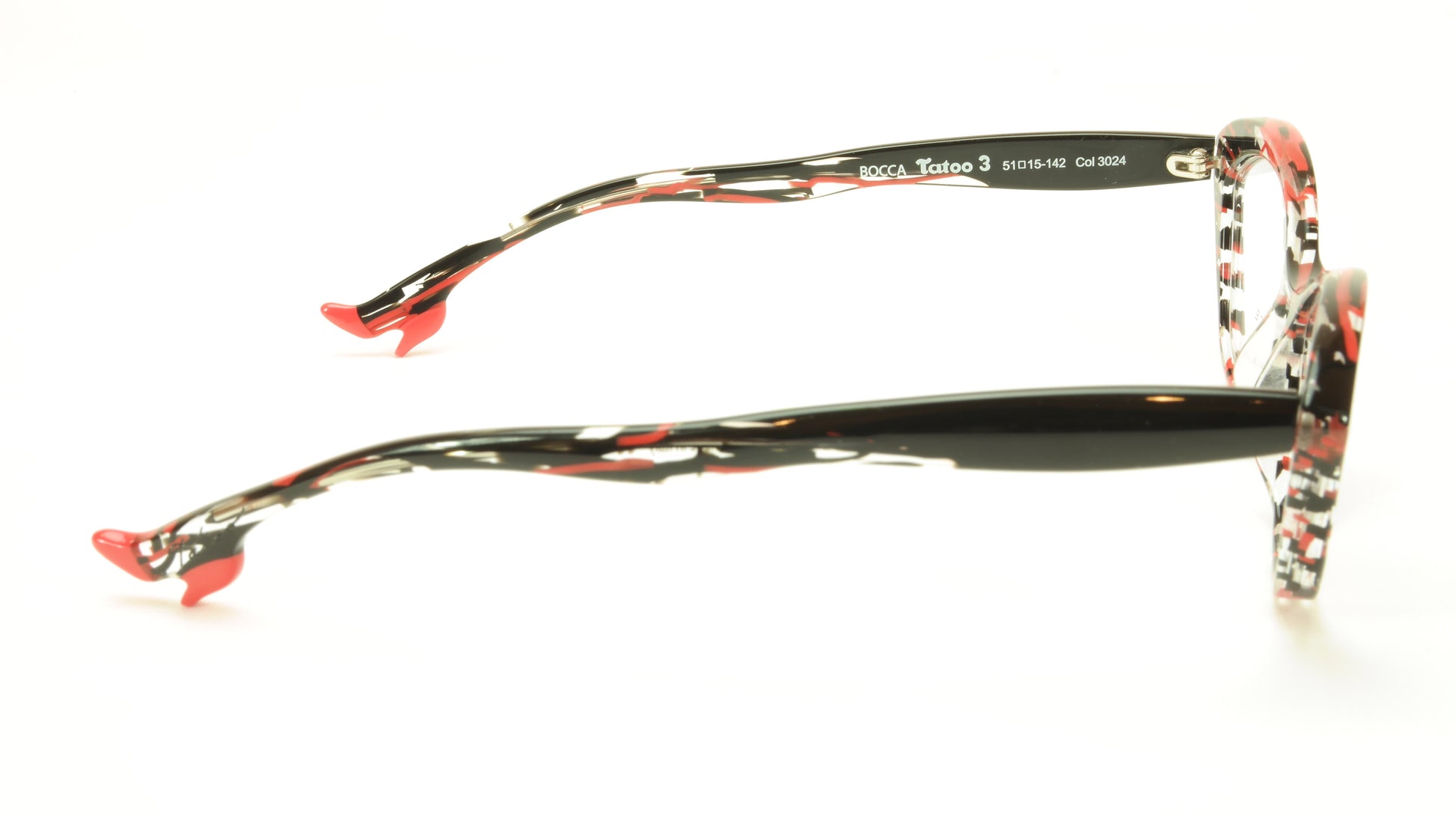 Face A Face Bocca Tatoo 3 Col. 3024 Lines and Red Light Eyeglasses Italy Made - Frame Bay