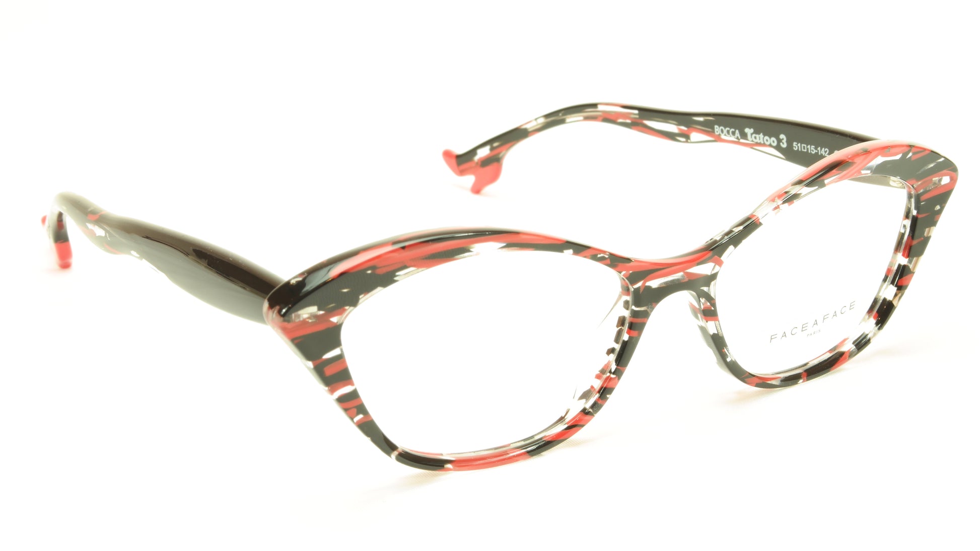 Face A Face Bocca Tatoo 3 Col. 3024 Lines and Red Light Eyeglasses Italy Made - Frame Bay