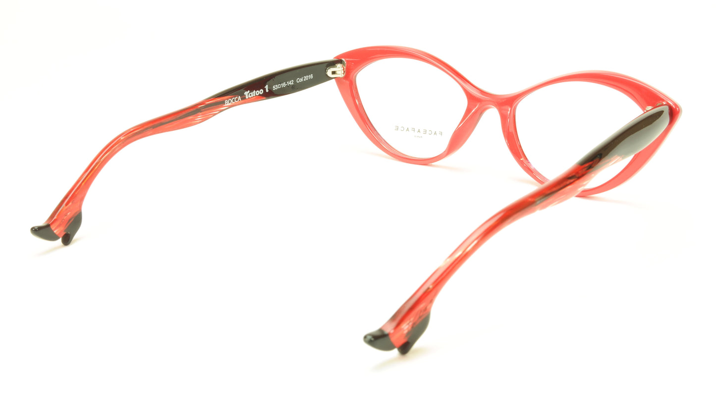 Face A Face Bocca Tatoo 1 Col. 2016 Red Flashy Red Eyeglasses Italy Hand Made - Frame Bay